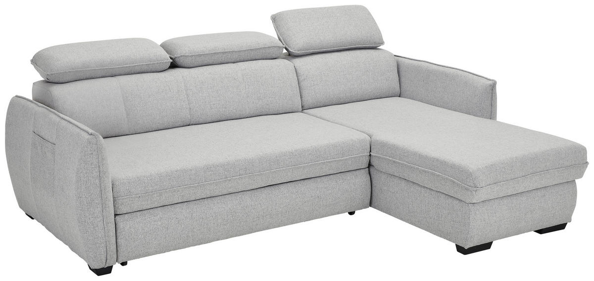 ECKSOFA in Flachgewebe Hellgrau  - Hellgrau/Schwarz, Modern, Kunststoff/Textil (182/237cm) - Carryhome