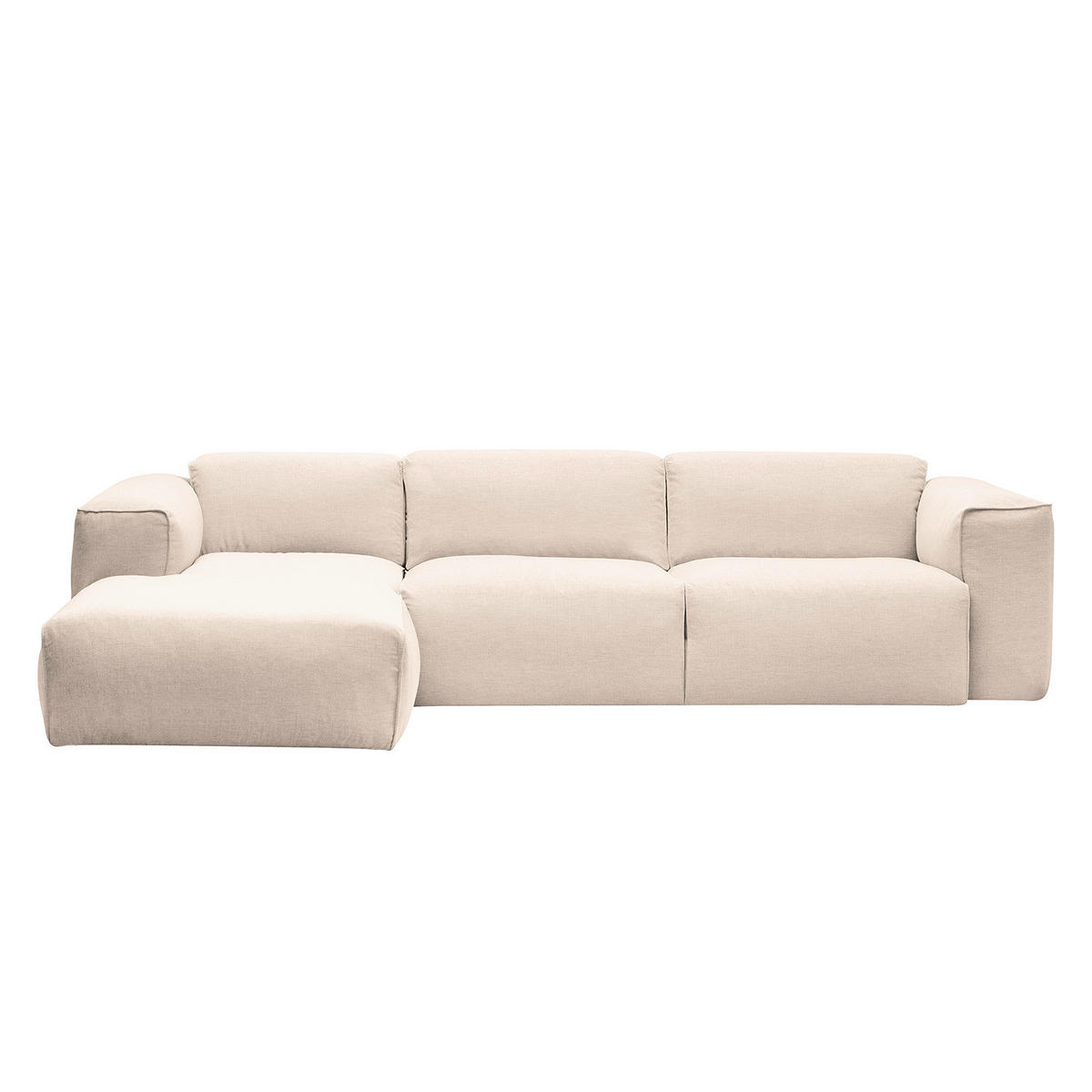 ECKSOFA Beige Webstoff  - Beige/Schwarz, Design, Kunststoff/Textil (171/290cm) - home24