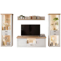WOHNWAND  in Eichefarben, Pinienfarben  343/205/50 cm  - Eichefarben/Graphitfarben, Design, Glas/Holzwerkstoff (343/205/50cm) - MID.YOU