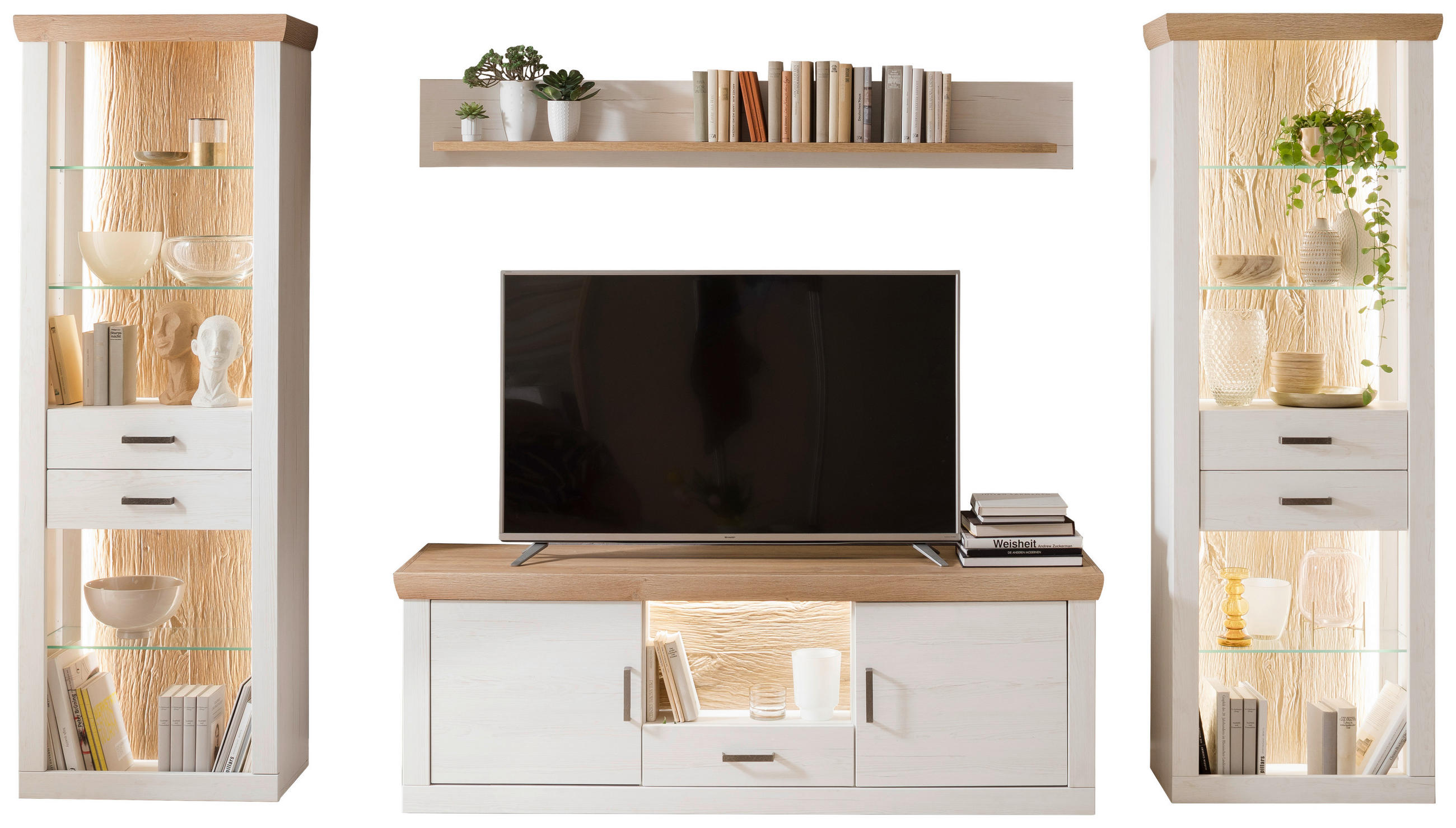 Wohnkombination 4-Tlg. Madrid Eiche-/Pinienfarben