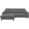 ECKSOFA in Flachgewebe Anthrazit  166/262 cm  - Anthrazit/Schwarz, Design, Textil/Metall (166/262cm) - Xora