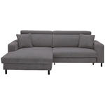 ECKSOFA in Flachgewebe Anthrazit  166/262 cm  - Anthrazit/Schwarz, Design, Textil/Metall (166/262cm) - Xora