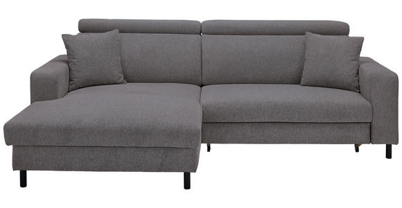 ECKSOFA in Flachgewebe Anthrazit  166/262 cm  - Anthrazit/Schwarz, Design, Textil/Metall (166/262cm) - Xora