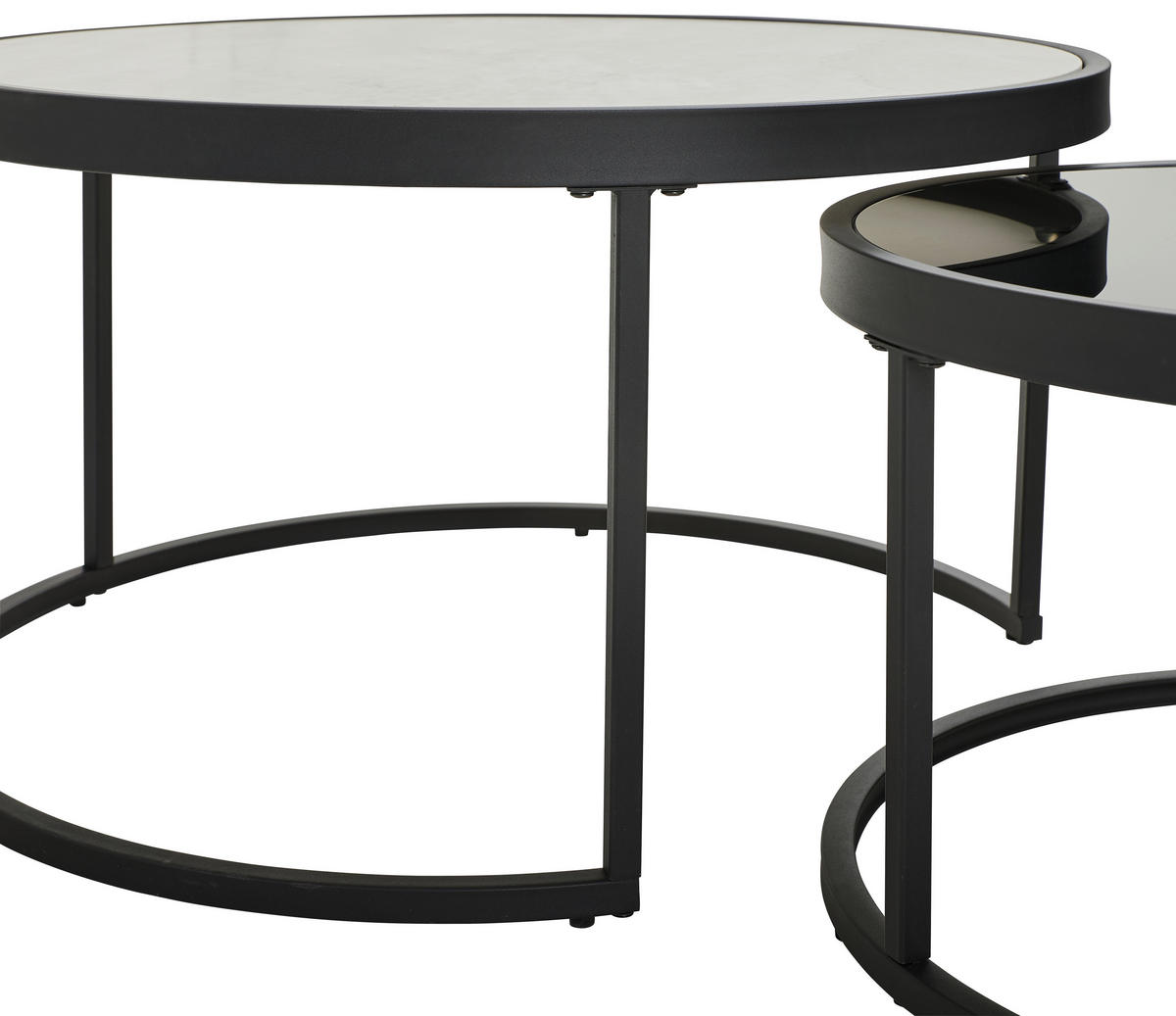 SADA KONFERENČNÍCH STOLKŮ, černá, světle šedá, kov, sklo, keramika, 80/65/80/65/40/38 cm - černá/světle šedá, Design, kov/sklo (80/65/80/65/40/38cm) - MID.YOU