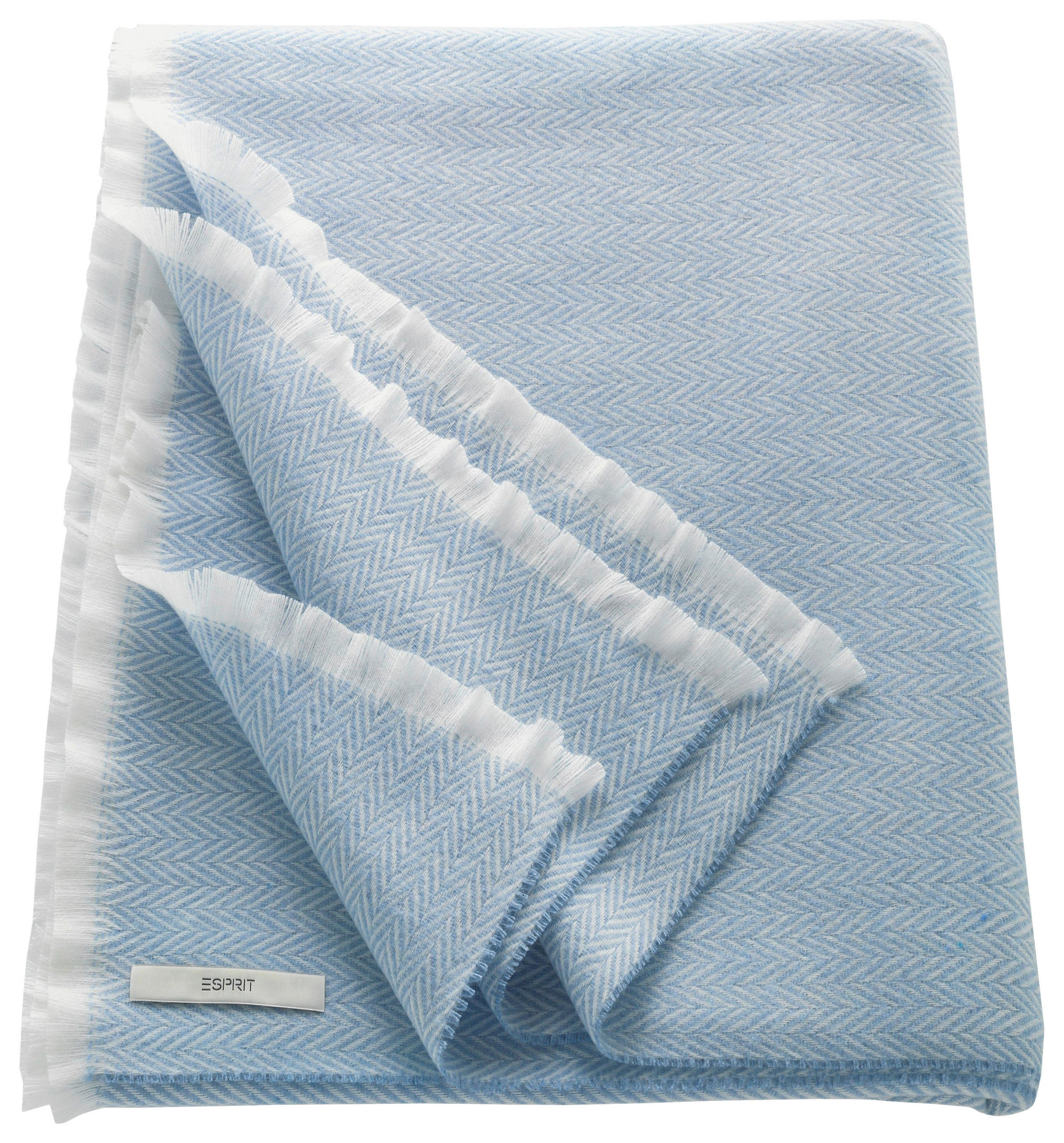 PLÄD 150/180 cm  - ljusblå/cremefärgad, Klassisk, textil (150/180cm) - Esprit