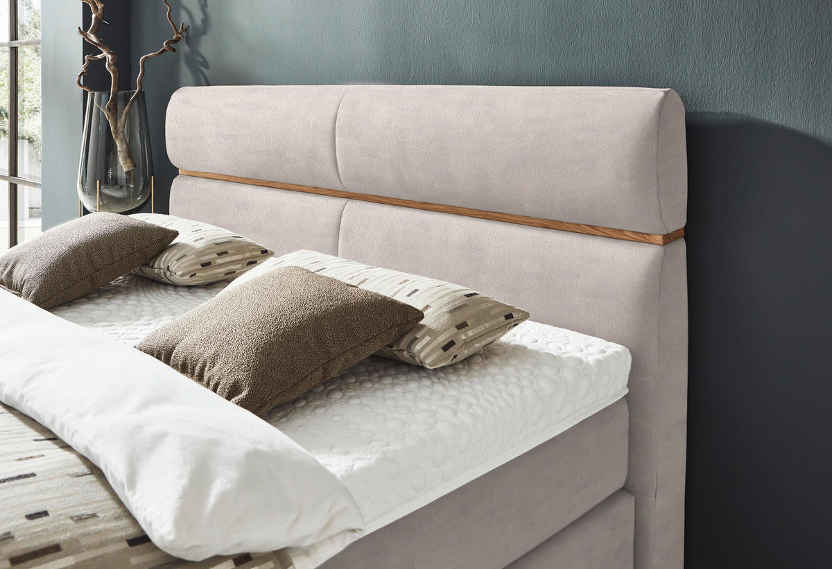 BOXSPRINGBETT 180/200 cm  in Eichefarben, Graubraun  - Eichefarben/Graubraun, Konventionell, Holz/Kunststoff (180/200cm) - Dieter Knoll