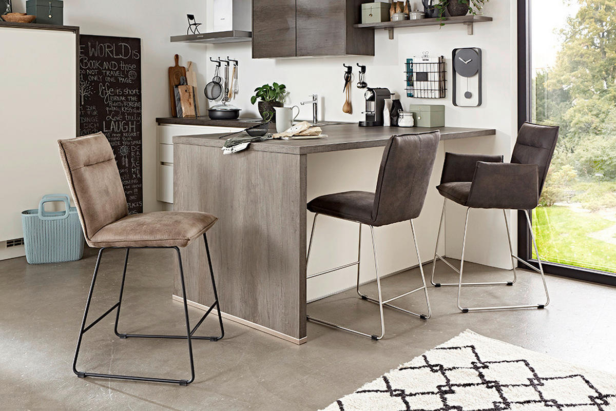 TRESENSTUHL in Edelstahlfarben, Hellbraun  - Hellbraun/Edelstahlfarben, Design, Textil/Metall (56/98/62cm) - Valnatura