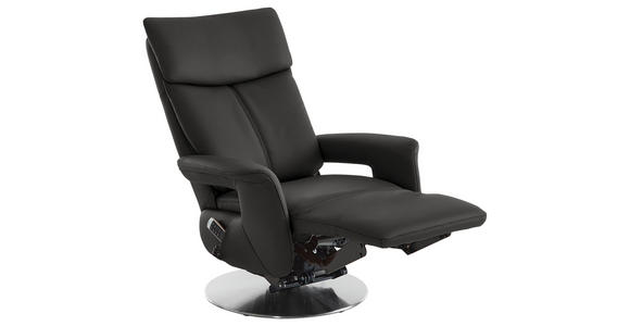 RELAXSESSEL in Leder Grau - Edelstahlfarben/Grau, Design, Leder/Metall (78/112/85cm) - Cantus