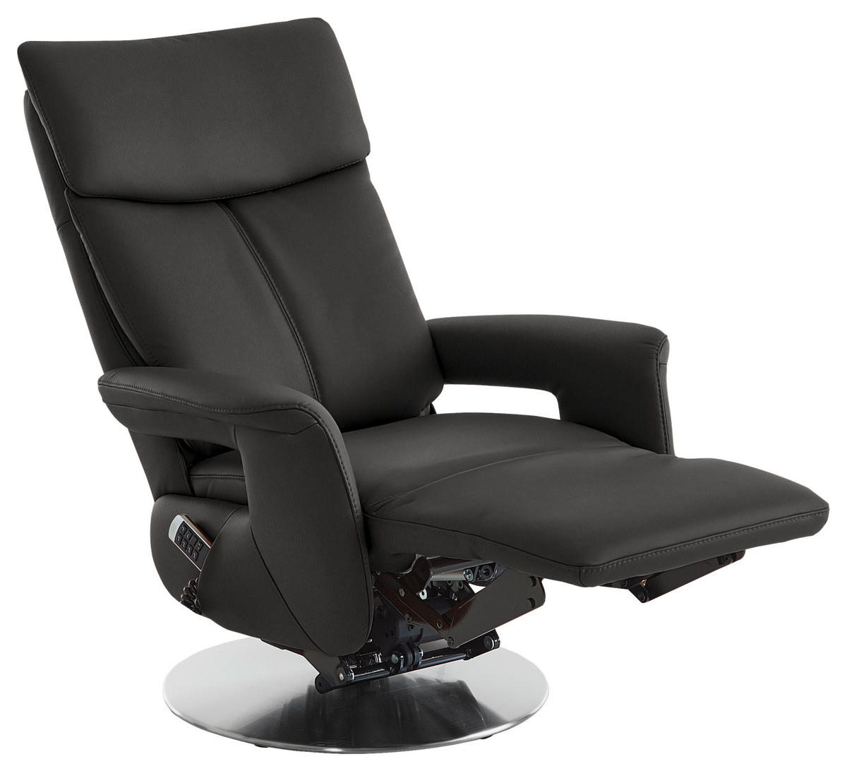 RELAXSESSEL in Leder Grau  - Edelstahlfarben/Grau, Design, Leder/Metall (78/112/85cm) - Cantus