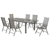 GARTENSET Aluminium  - Silberfarben/Braun, MODERN, Textil/Metall - Gardenson