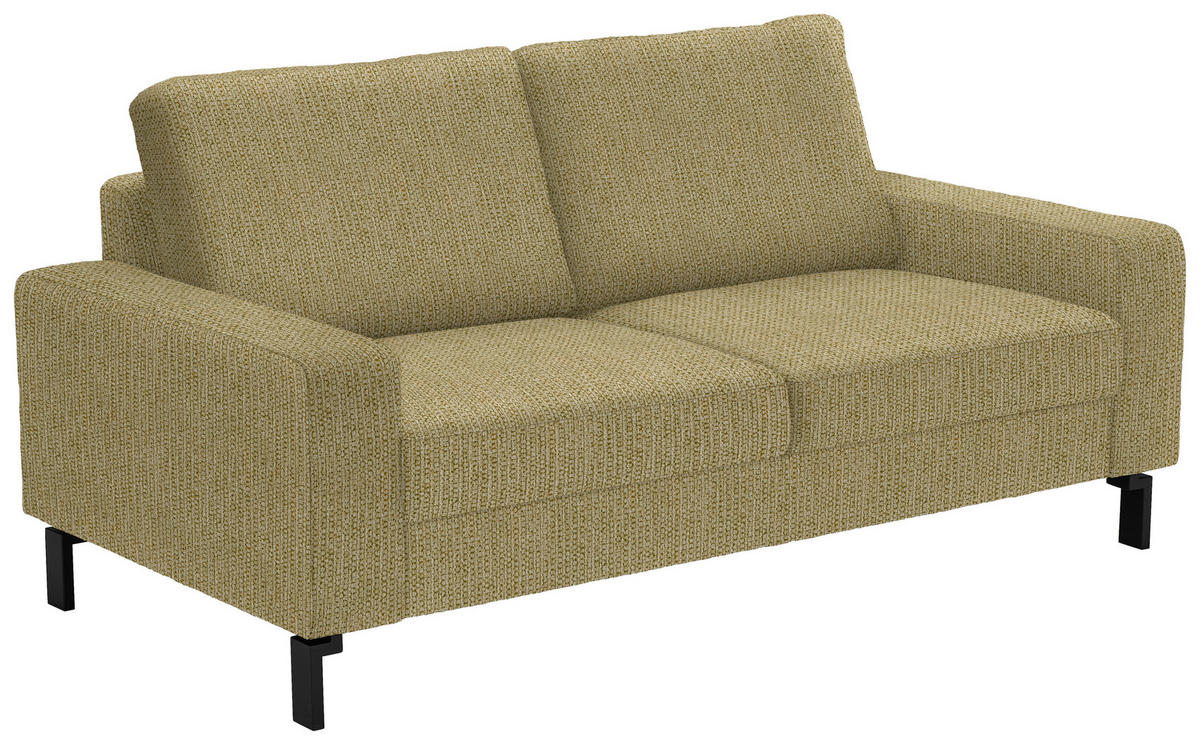 2-SITZER-SOFA in Flachgewebe Gelb, Hellgrün  - Gelb/Schwarz, Design, Textil/Metall (178/86/97cm) - Hom`in