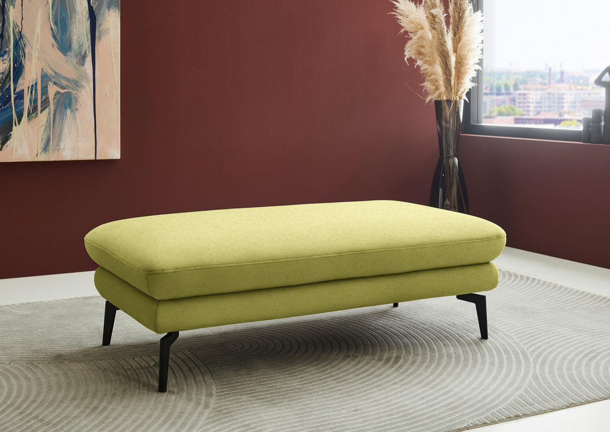ECKSOFA  in Chenille, Flachgewebe Hellgrün  284/180 cm  - Schwarz/Hellgrün, Design, Textil/Metall (284/180cm) - Dieter Knoll