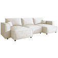 WOHNLANDSCHAFT Creme Webstoff  - Creme/Schwarz, MODERN, Kunststoff/Textil (153/350/153cm) - Xora