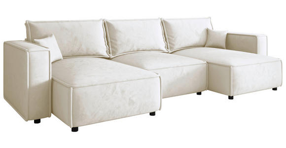 WOHNLANDSCHAFT Creme Webstoff  - Creme/Schwarz, MODERN, Kunststoff/Textil (153/350/153cm) - Xora