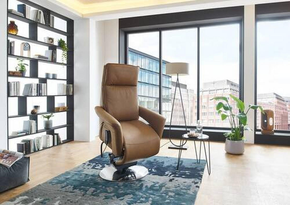 RELAXSESSEL Mikrofaser Aufstehhilfe    - Chromfarben/Braun, Design, Textil/Metall (83/110/87-172cm) - Valdera
