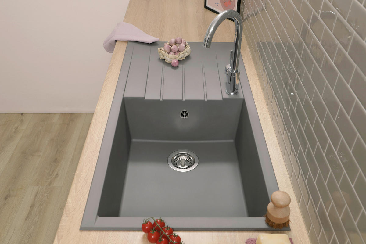 SPÜLE HOUSTON100X501BG  - Grau, Trend, Glas/Kunststoff (100/21/50cm) - Respekta