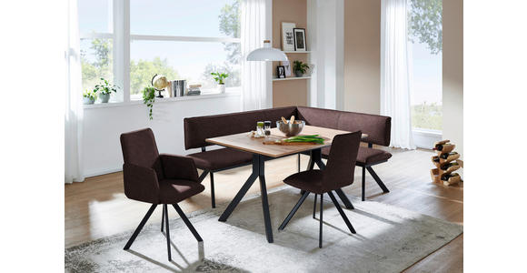 ECKBANK 180/140 cm in Schwarz, Dunkelbraun - Dunkelbraun/Schwarz, MODERN, Textil/Metall (180/140cm) - Cantus