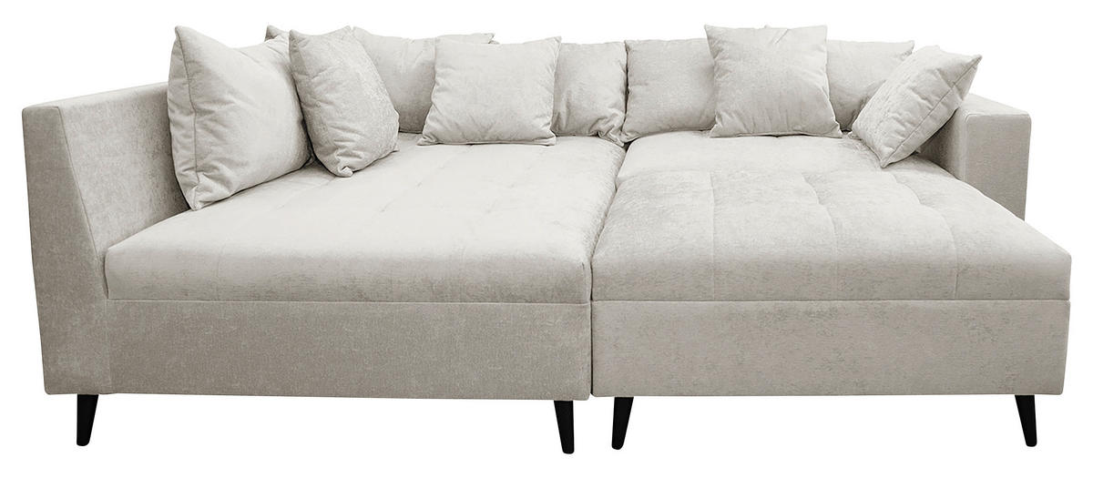 Ecksofa inkl. Hocker in Flachgewebe Hellgrau  - Hellgrau/Schwarz, Design, Holz/Textil (174/247cm) - MID.YOU