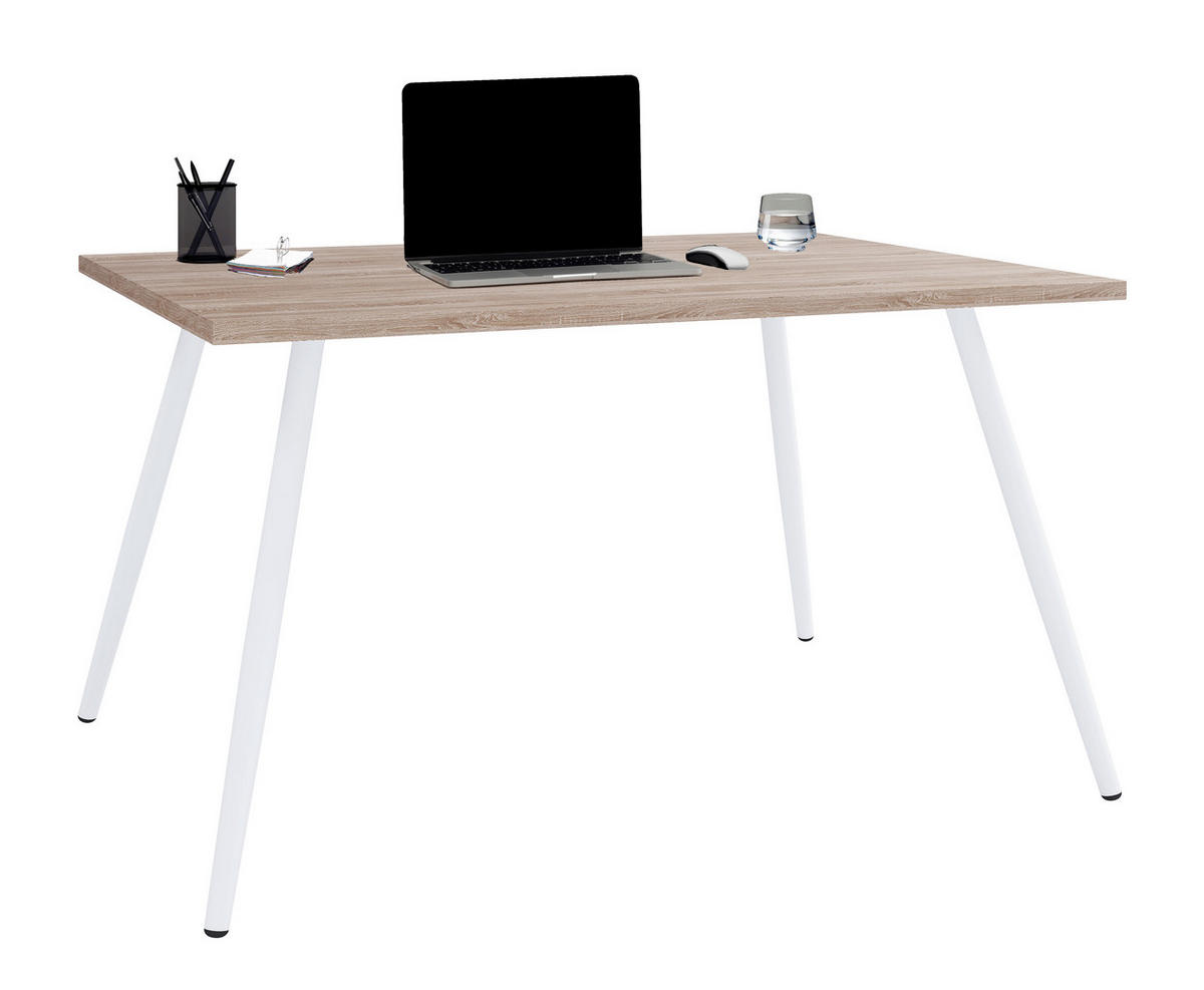 SCHREIBTISCH 80/50/70 cm  in Weiß, Sonoma Eiche  - Weiß/Sonoma Eiche, MODERN, Holzwerkstoff/Metall (80/50/70cm) - MID.YOU