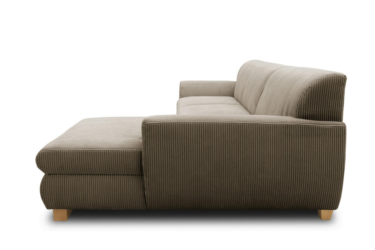 ECKSCHLAFSOFA NIKA Schlammfarben Webstoff  - Schlammfarben/Silberfarben, Basics, Holz/Textil (277/156cm) - MID.YOU
