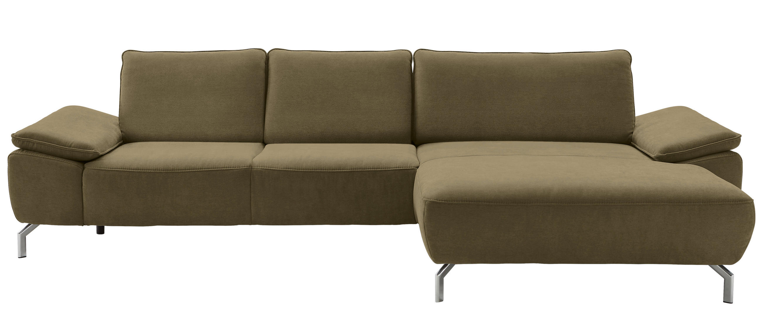 ECKSOFA MR 270 Dunkelgrün Chenille  - Chromfarben/Dunkelgrün, Design, Textil/Metall (335/181cm) - Musterring