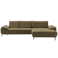 ECKSOFA MR 270 Dunkelgrün Chenille  - Chromfarben/Dunkelgrün, Design, Textil/Metall (335/181cm) - Musterring