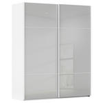SCHWEBETÜRENSCHRANK  in Grau, Weiß  - Weiß/Grau, KONVENTIONELL, Glas/Holzwerkstoff (181/223/67cm) - Novel