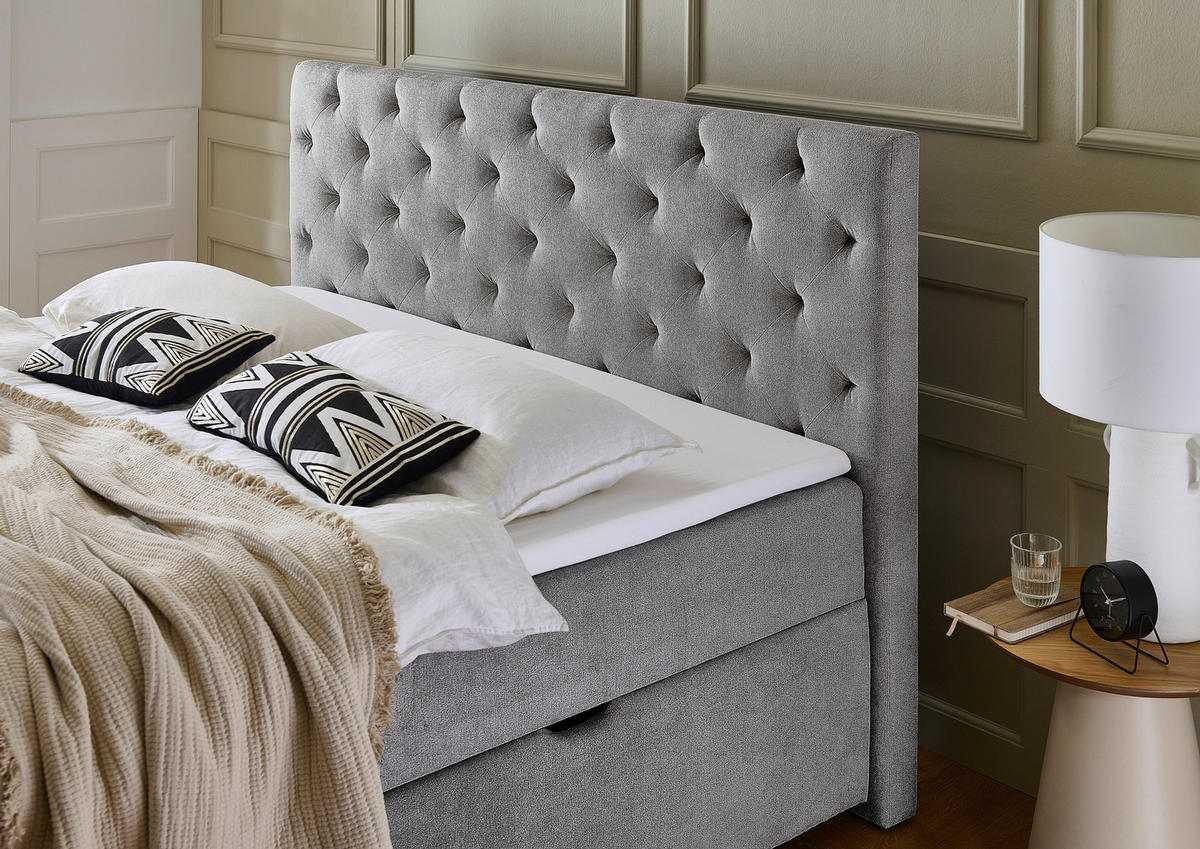 BOXBETT 180/200 cm  in Anthrazit  - Eichefarben/Anthrazit, Basics, Holz/Textil (180/200cm) - Boxxx