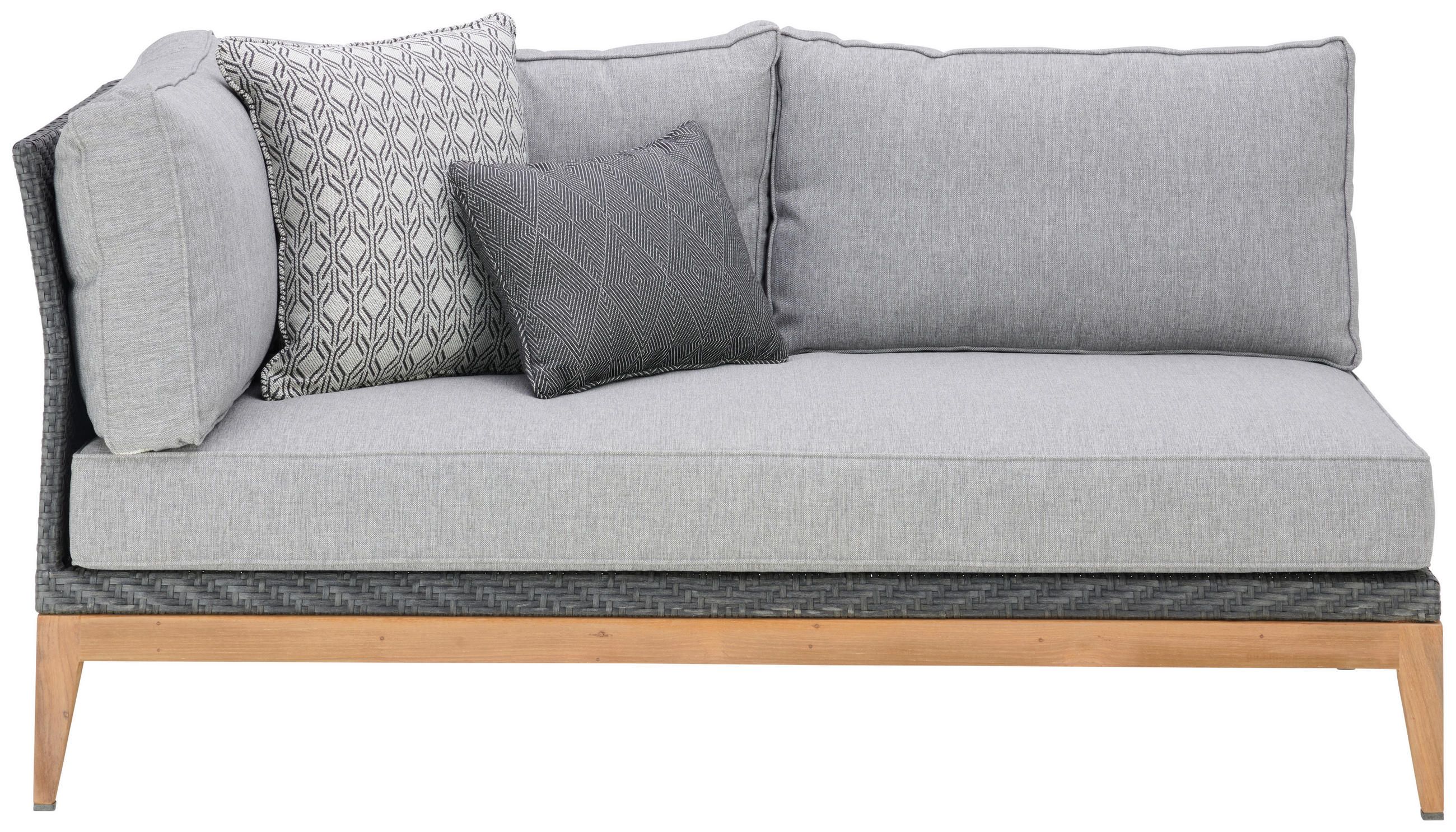 LOUNGESOFA 160/71/92 cm Teakholz massiv Aluminium  - Dunkelgrau/Grau, Natur, Holz/Kunststoff (160/71/92cm) - Amatio