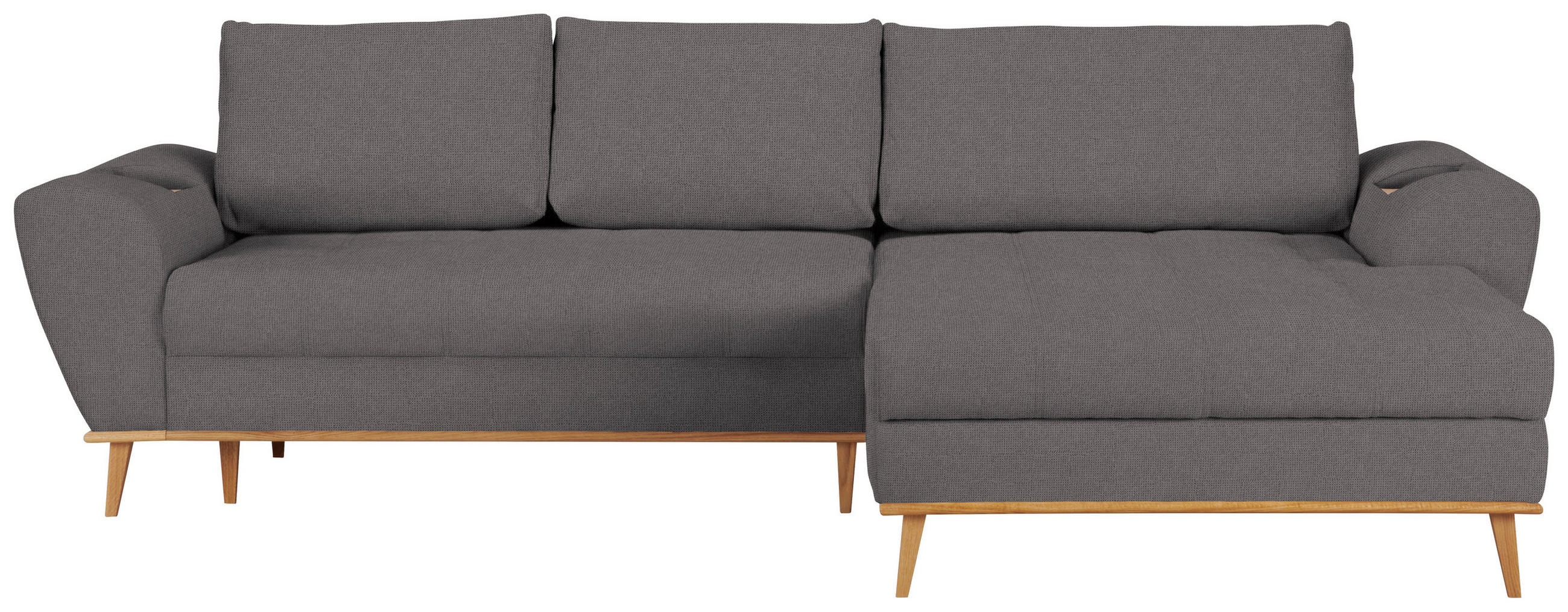 WOHNLANDSCHAFT in Webstoff Grau - Eichefarben/Grau, Design, Holz/Textil (282/175cm) - Carryhome