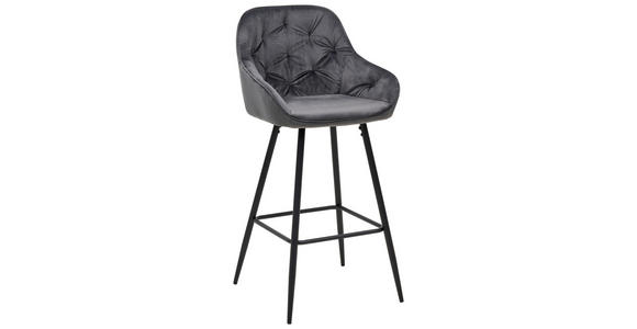 BARHOCKER in Metall, Textil Grau  - Schwarz/Grau, Design, Textil/Metall (55/107/53cm) - Carryhome