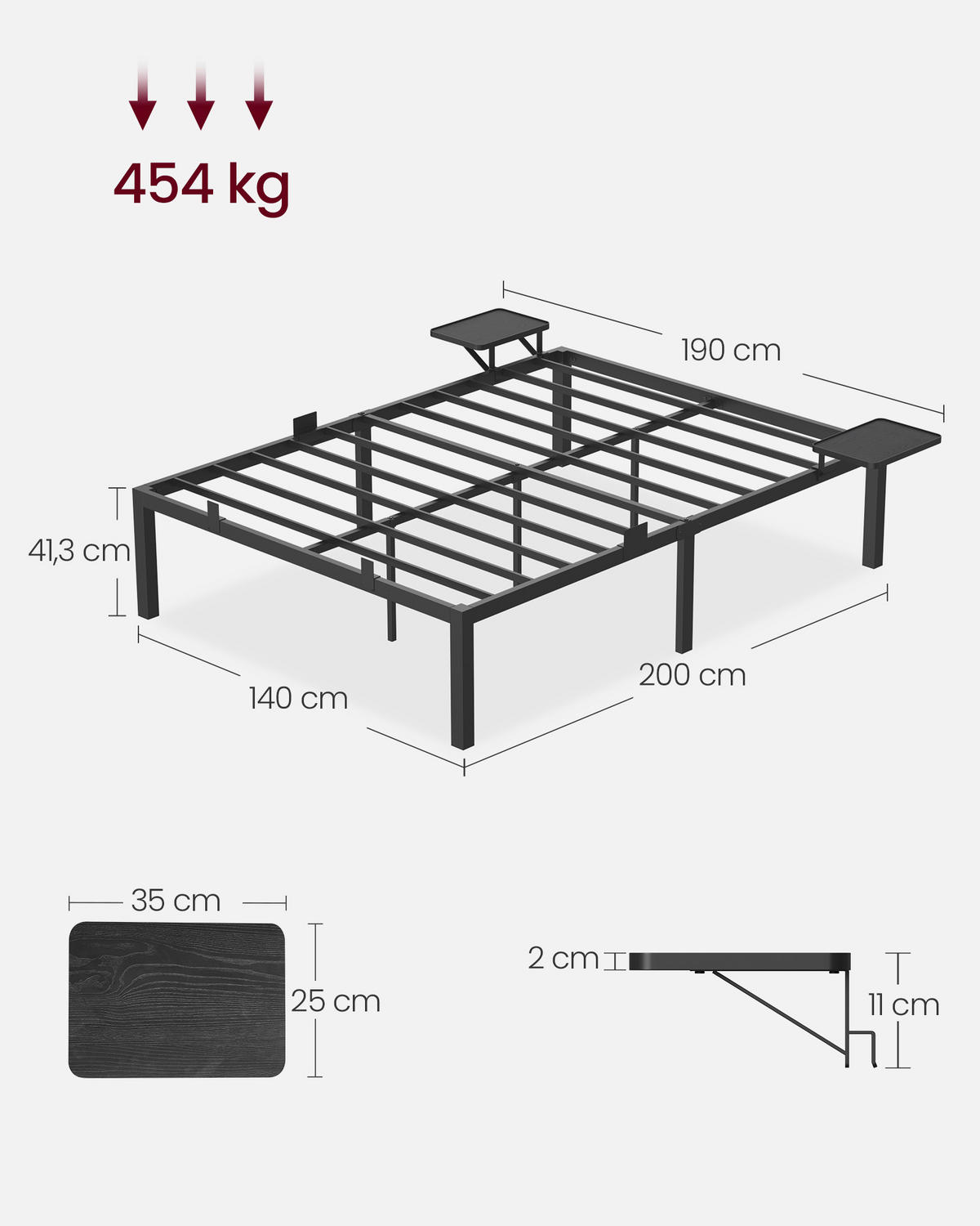 KOVOVÁ POSTEL, 140/200 cm černá - černá, Basics, kov (140/200cm) - Boxxx