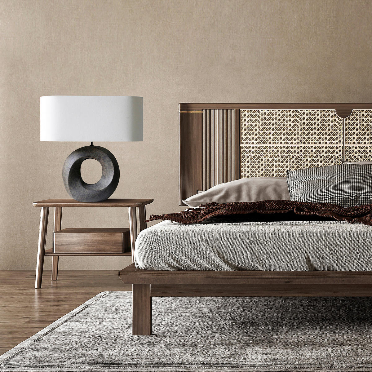 TISCHLEUCHTE 31/55/15 cm   - Beige/Grün, Design, Keramik/Textil (31/55/15cm) - P & B