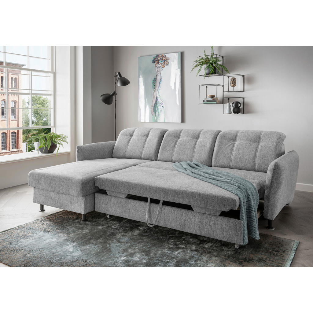 Thumbnail - Livetastic Ecksofa, Silber, Textil, Uni, 4-Sitzer, L-Form, 267x184 cm, Made in EU, Liegefunktion, seitenverkehrt erhältl...