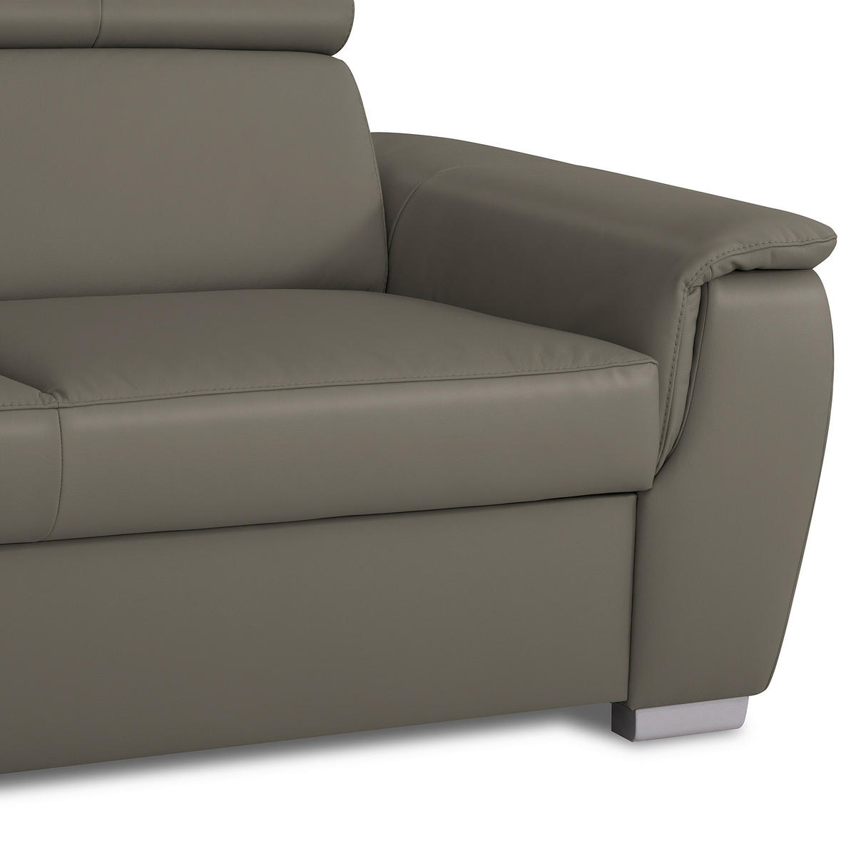 WOHNLANDSCHAFT  in Kombination Echtleder/Lederlook Schlammfarben  - Schlammfarben, Leder/Metall (211/262cm) - Celina Home
