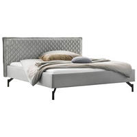 POLSTERBETT gepolstertes Kopfteil Grau 180/200 cm  - Anthrazit/Grau, MODERN, Textil/Metall (180/200cm) - Hasena