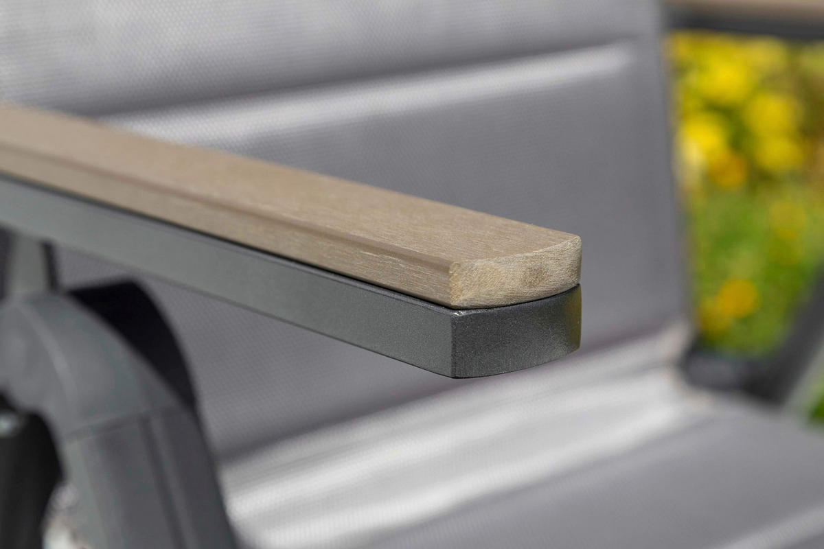 GARTENTISCHGRUPPE  - Graphitfarben/Grau, KONVENTIONELL, Glas/Kunststoff - Gardenson