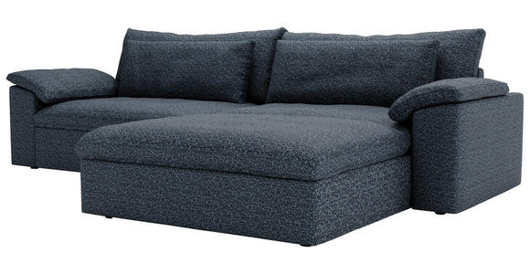 ECKSOFA  in Webstoff Blau  306/198 cm  - Blau/Schwarz, MODERN, Kunststoff/Textil (306/198cm) - Carryhome