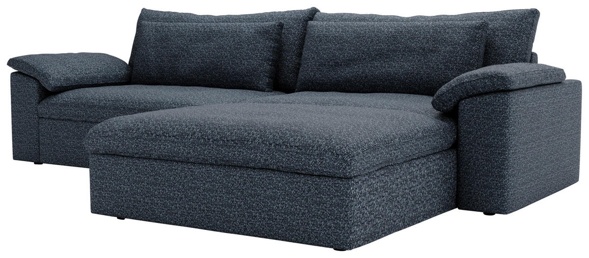 ECKSOFA  in Webstoff Blau  306/198 cm  - Blau/Schwarz, MODERN, Kunststoff/Textil (306/198cm) - Carryhome