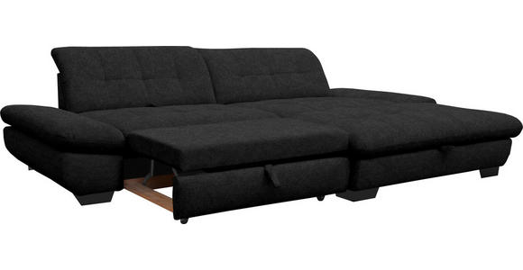 ECKSOFA in Mikrofaser Anthrazit  290/198 cm  - Anthrazit/Schwarz, Design, Textil/Metall (290/198cm) - Xora