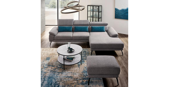 ECKSOFA Grau Velours - Schwarz/Grau, Design, Textil/Metall (187/295cm) - Novel