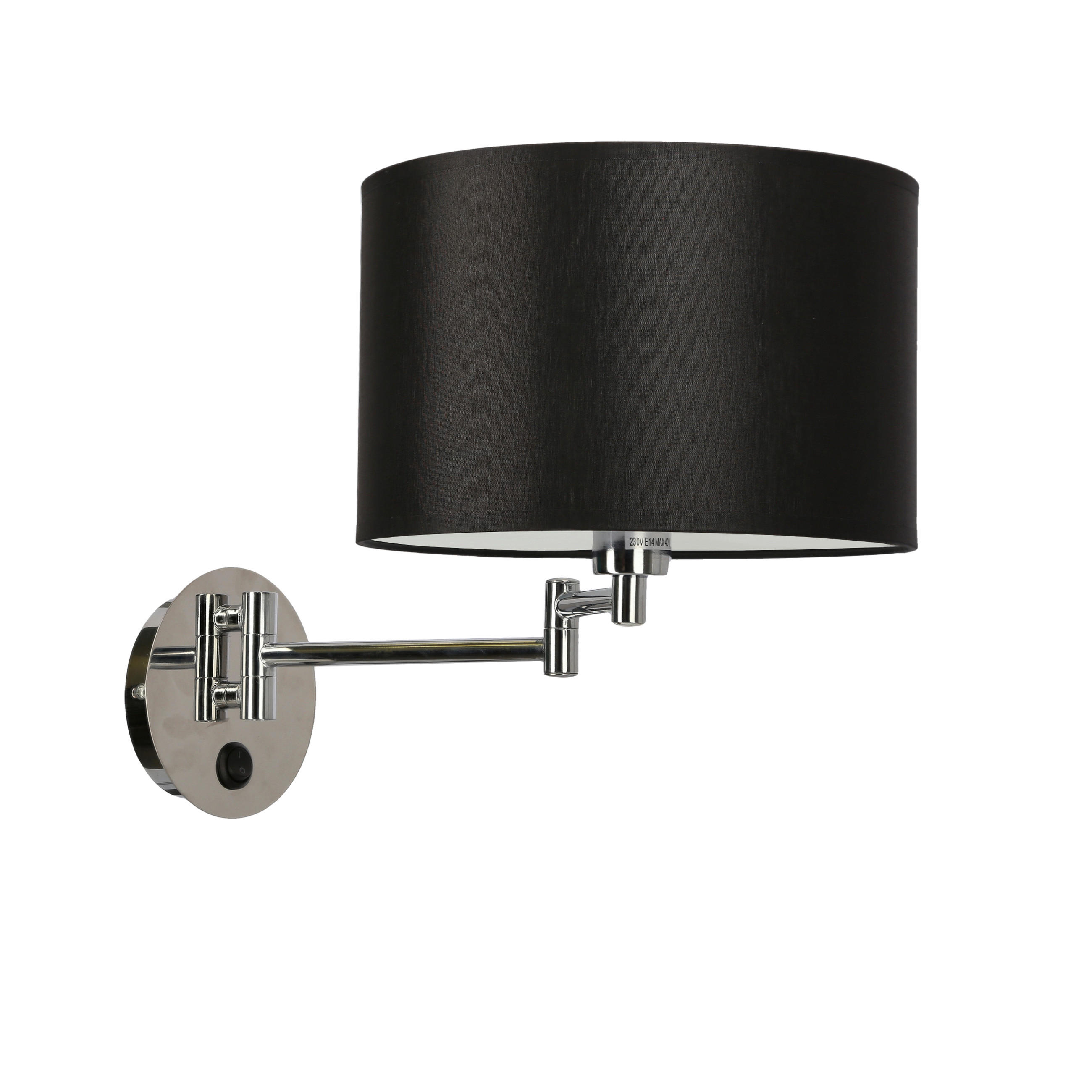 VÄGGLAMPA Alexia 23/41/24 cm   - kromfärg/svart, Klassisk, metall/plast (23/41/24cm)