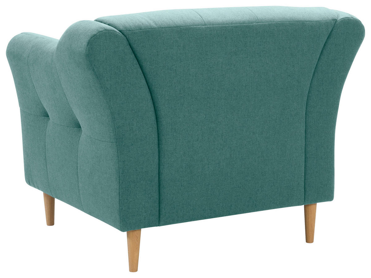 SESSEL in Flachgewebe Türkis  - Türkis/Eichefarben, Design, Holz/Textil (108/82/90cm) - Livetastic