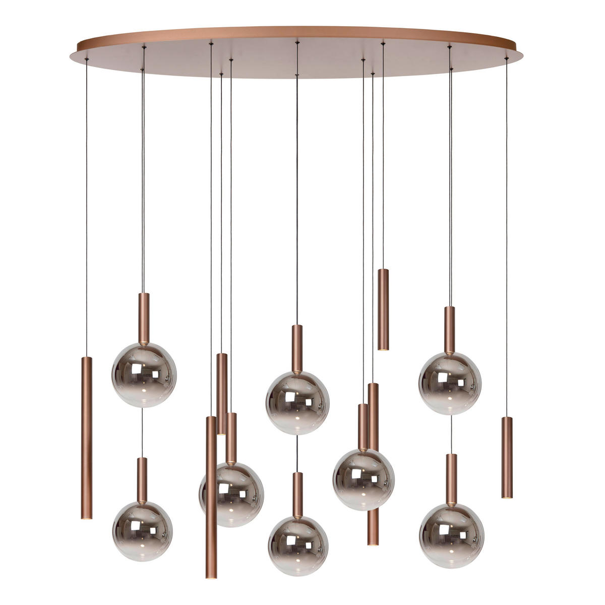 LED-PENDELLEUCHTE JASMINE 140/54/210 cm   - Rot/Grau, Design, Metall (140/54/210cm) - Lucide