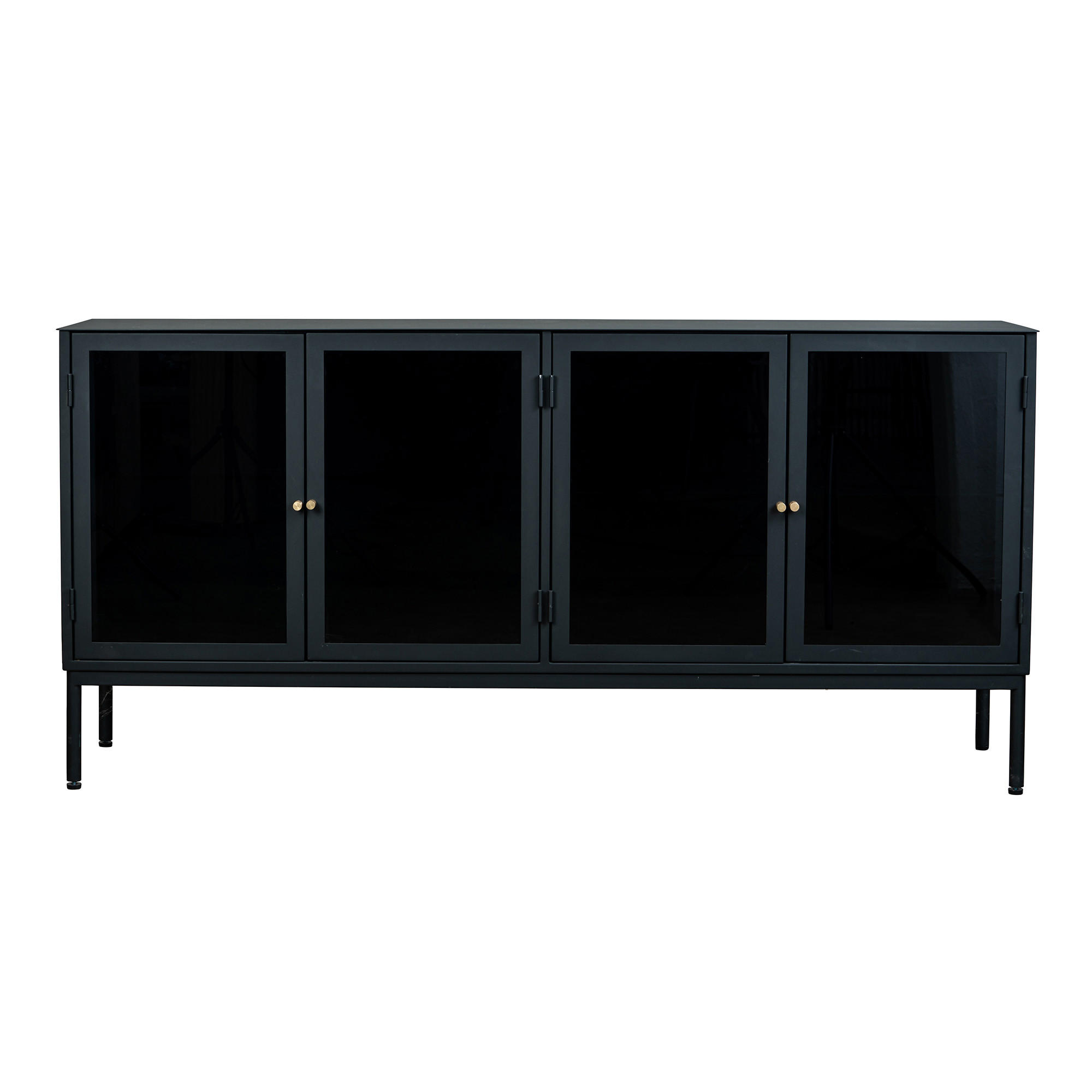 SIDEBOARD  167/80/37 cm  - grå/svart, Klassisk, metall/glas (167/80/37cm) - Niels Andersson
