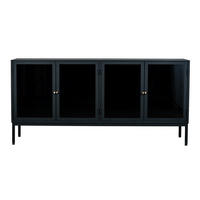 SIDEBOARD  167/80/37 cm  - grå/svart, Klassisk, metall/glas (167/80/37cm) - Niels Andersson