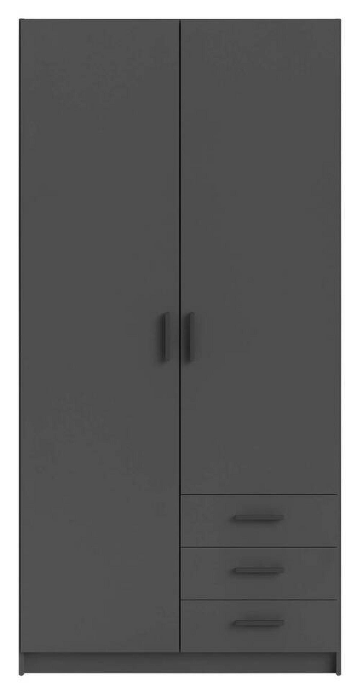 GARDEROB 98,5/200,4/49,8 cm 2-dörrar - grå/svart, Basics, metall/trämaterial (98,5/200,4/49,8cm) - Best Price
