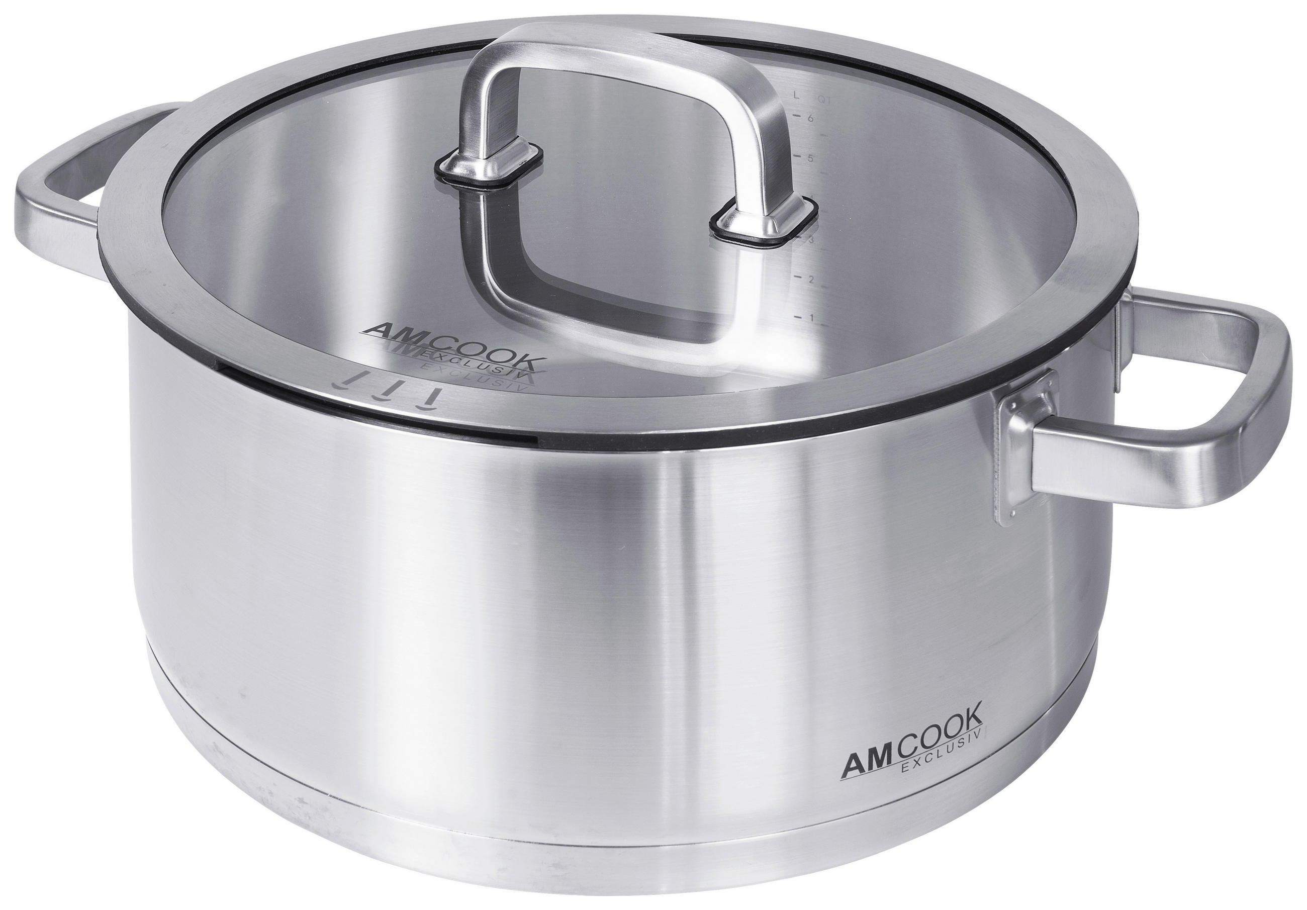 KOCHTOPF 6,0 L - Edelstahlfarben, Basics, Glas/Metall (28/13cm) - Am Cook