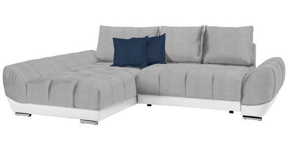 ECKSOFA in Weiß, Hellgrau, Dunkelblau  - Hellgrau/Weiß, MODERN, Textil/Metall (192/290cm) - Carryhome