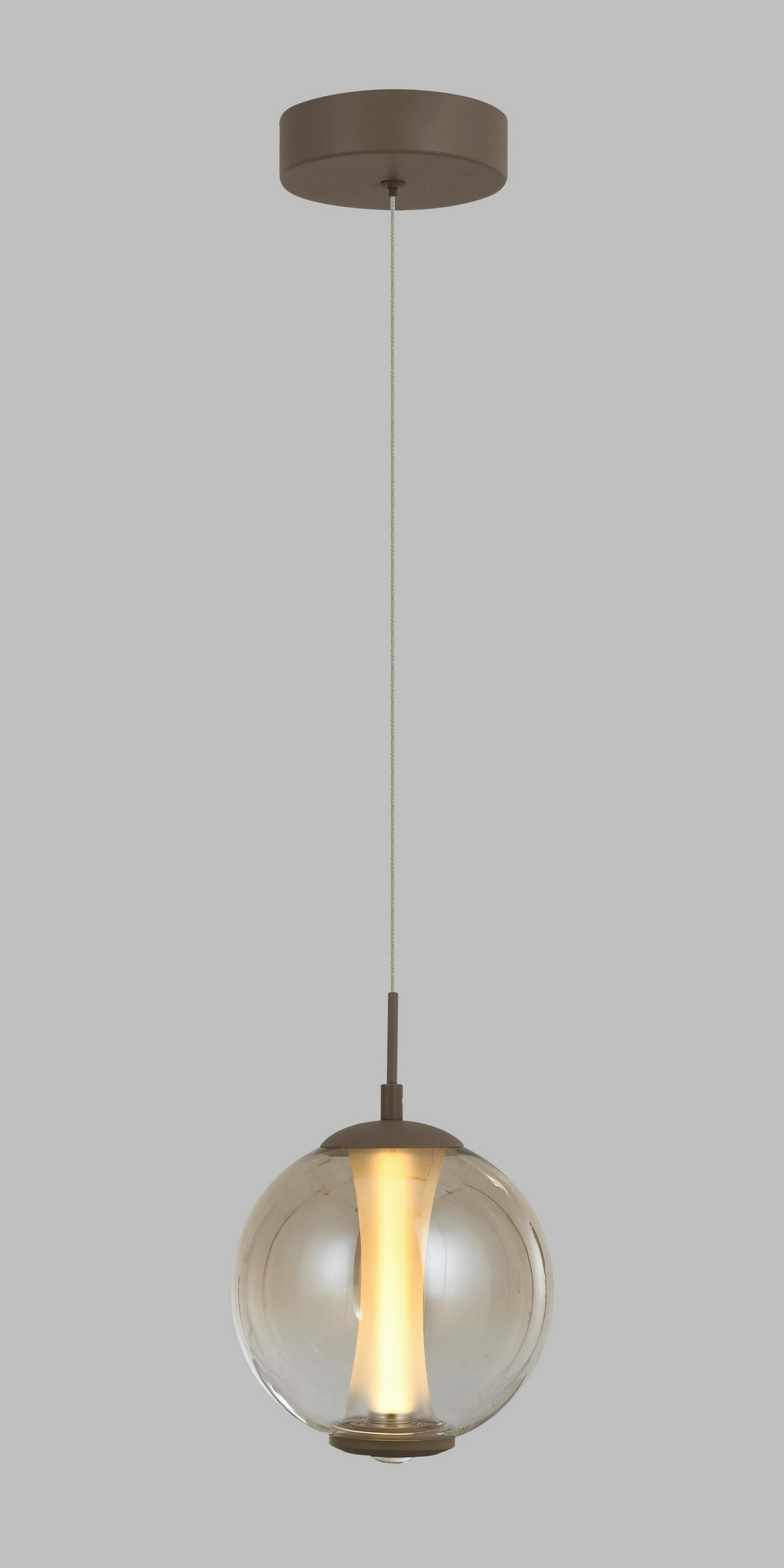 ZÁVĚSNÉ LED SVÍTIDLO, 18/150/18 cm  - pískové barvy, Design, kov/sklo (18/150/18cm)